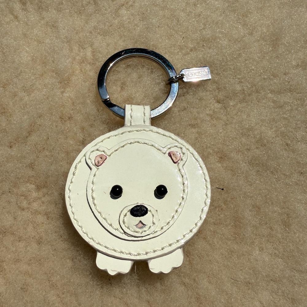 Coach Cream Polar Bear Keychain Bag Charm